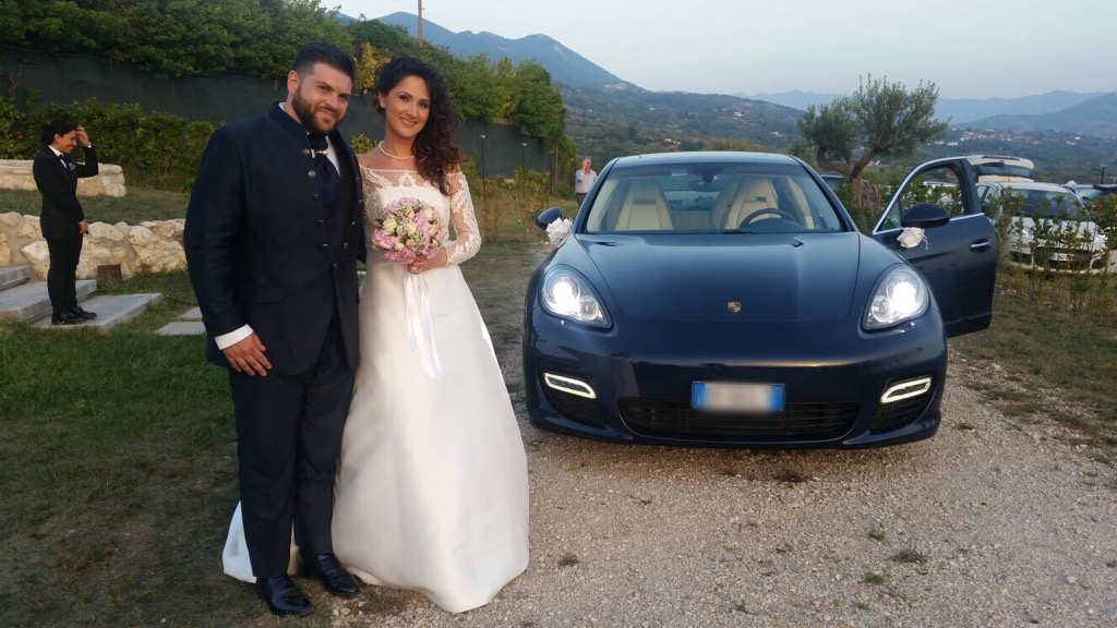 auto sposi Napoli | Panamera blu | noleggio auto